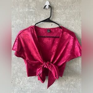NEW maroon-red satin tie-up top